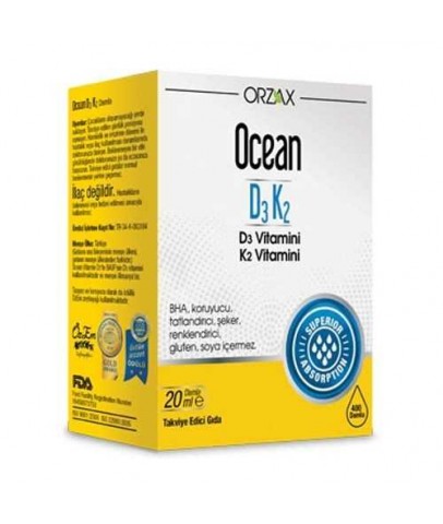 Orzax Ocean Vitamin D3 K2 Damla 20 ml