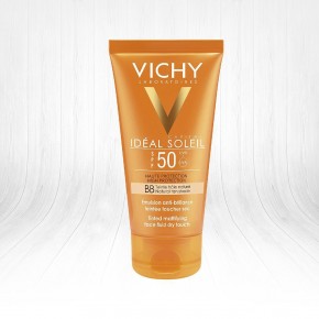 Vichy ideal Soleil Spf 50+ BB Emulsion Dry Touch Tinted Renkli 50ml Karma Yağlı Cilt